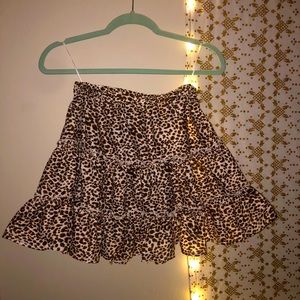 leopard print mid length skirt
